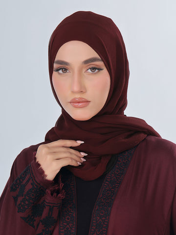 Geometrical Garnet Ombre Silk Chiffon Scarves